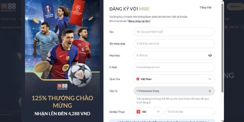 Xác nhận tài khoản M88